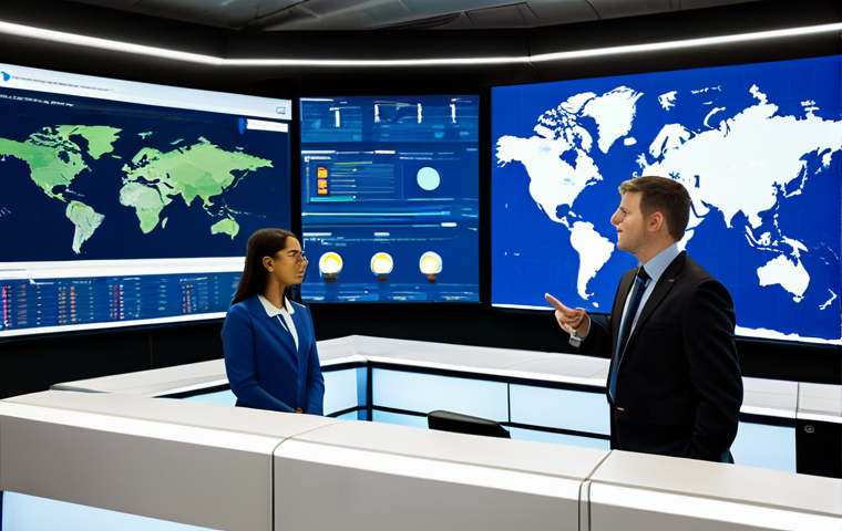 A diverse team of professional adults, including men and women, in a collaborative setting. Dressed in modest business attire, they are in a state-of-the-art global logistics command center. Large interactive screens display complex supply chain networks, real-time data analytics, and AI-powered predictive models for demand forecasting and risk mapping. One person points at a simulated global map showing diversified supplier routes, while another reviews inventory optimization graphs. The overall atmosphere is focused and forward-thinking. professional photography, high resolution, soft studio lighting, perfect anatomy, correct proportions, natural poses, well-formed hands, proper finger count, natural body proportions, fully clothed, modest clothing, appropriate attire, professional dress, safe for work, appropriate content, professional.
