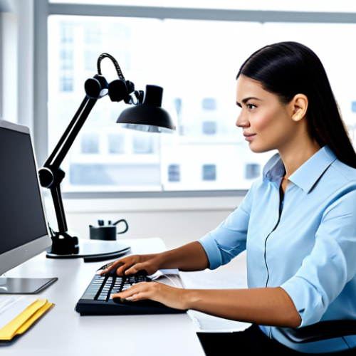 Automated Invoice Processing in a Modern Office**

A busy office scene with robotic arms handling invoices, a professional accountant reviews data on a computer, fully clothed, appropriate attire, safe for work, perfect anatomy, natural proportions, professional photography, high quality. The background features a brightly lit, modern workspace with other employees collaborating. Focus on showcasing the efficiency and technological aspect of RPA. professional, family-friendly.

**